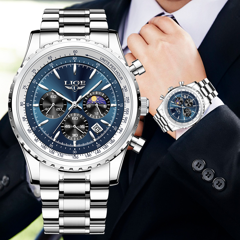 LIGE Brand Luxury Quartz Man W - Luxury Watch Investment ulasan dan harga