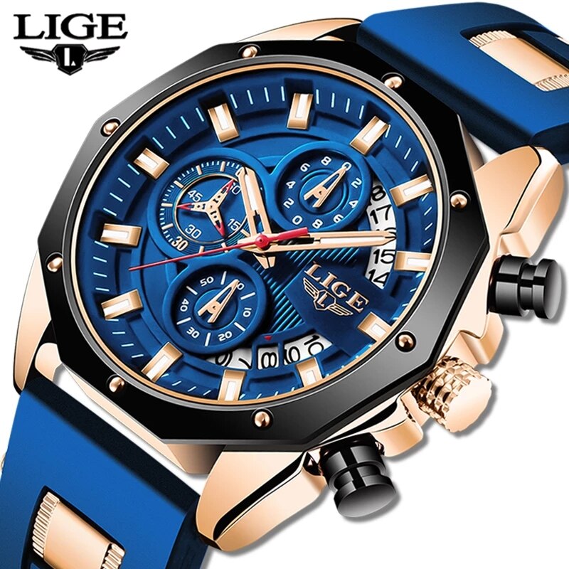 LIGE Fashion Men Watches Top B - Luxury Watch Maker ulasan dan harga