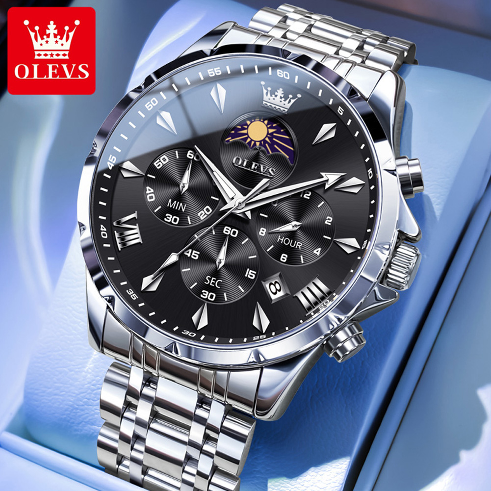 OLEVS 3653 Brand Moon Phase Ca - Luxury Watch Maker ulasan dan harga